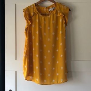 Loft Tank with Yellow and White Print